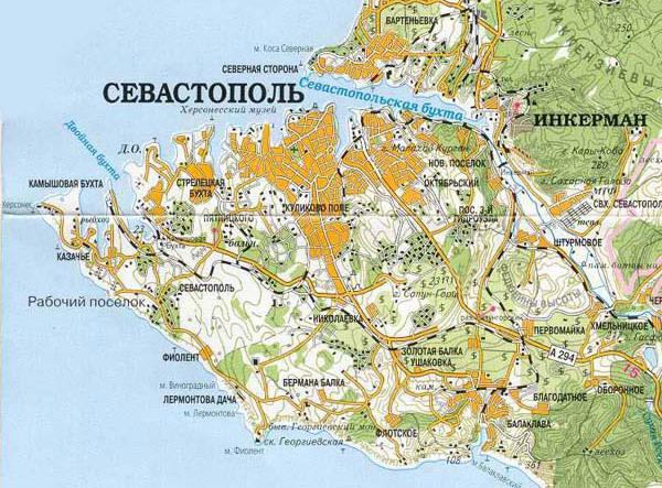 Sturmhauben auf der Karte der Krim